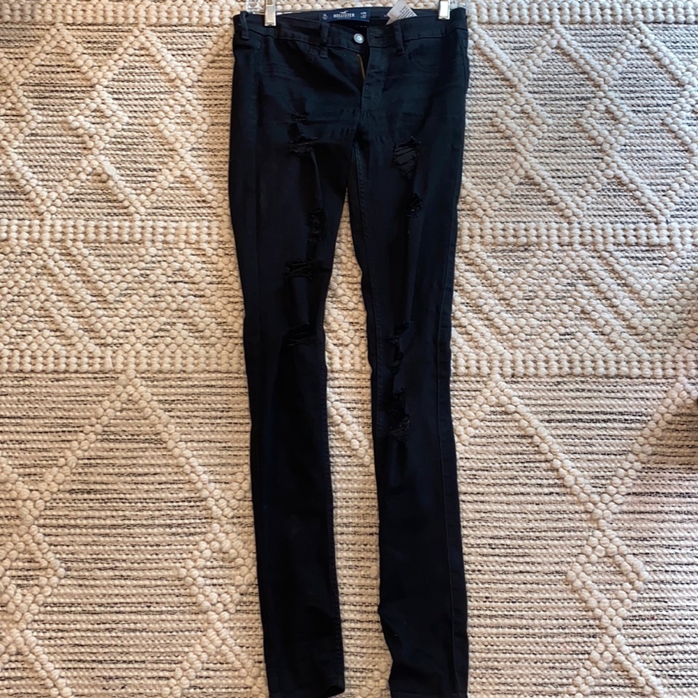 Hollister skinny ripped black jeans